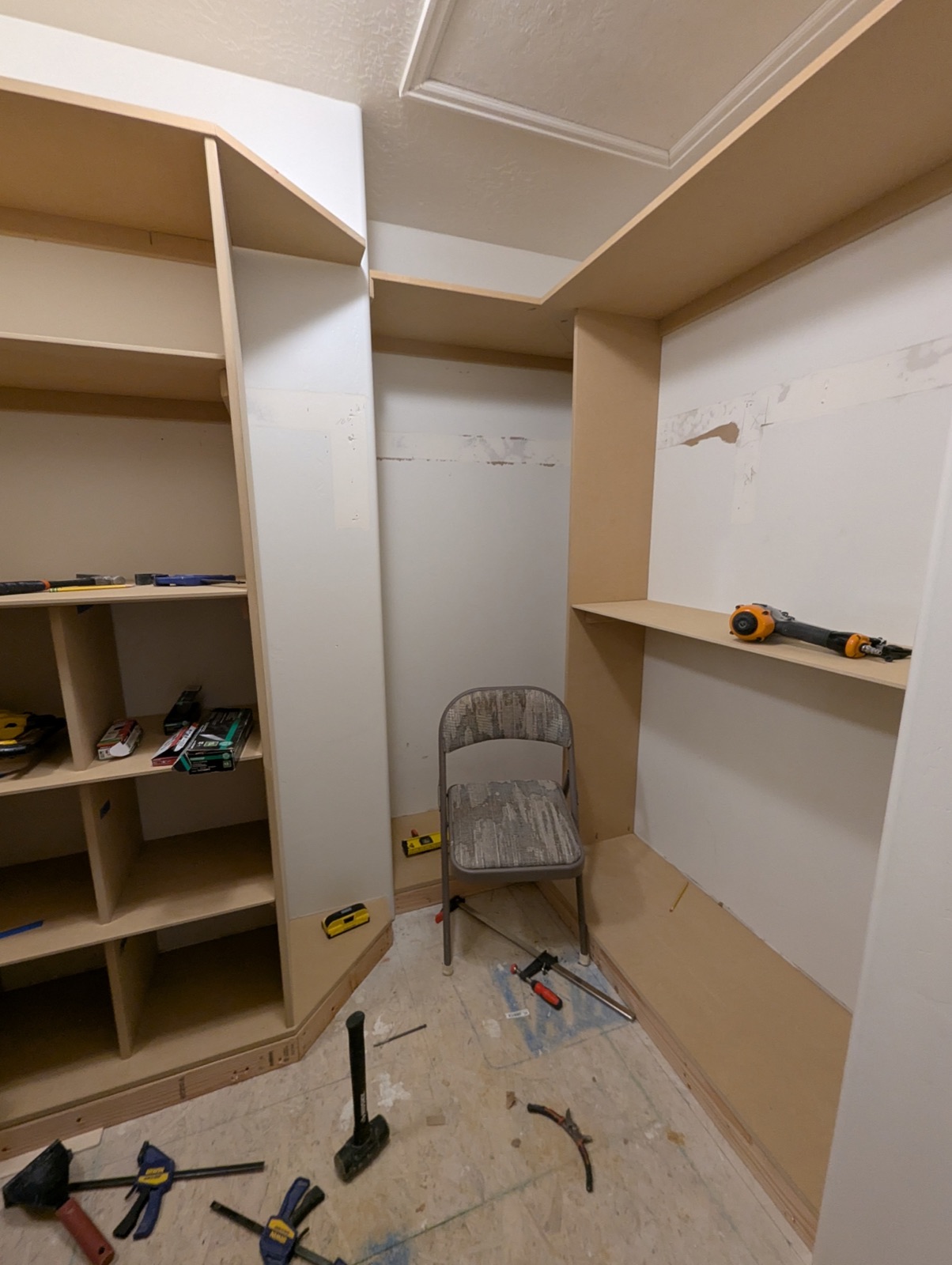 Long and short hanging section being installed