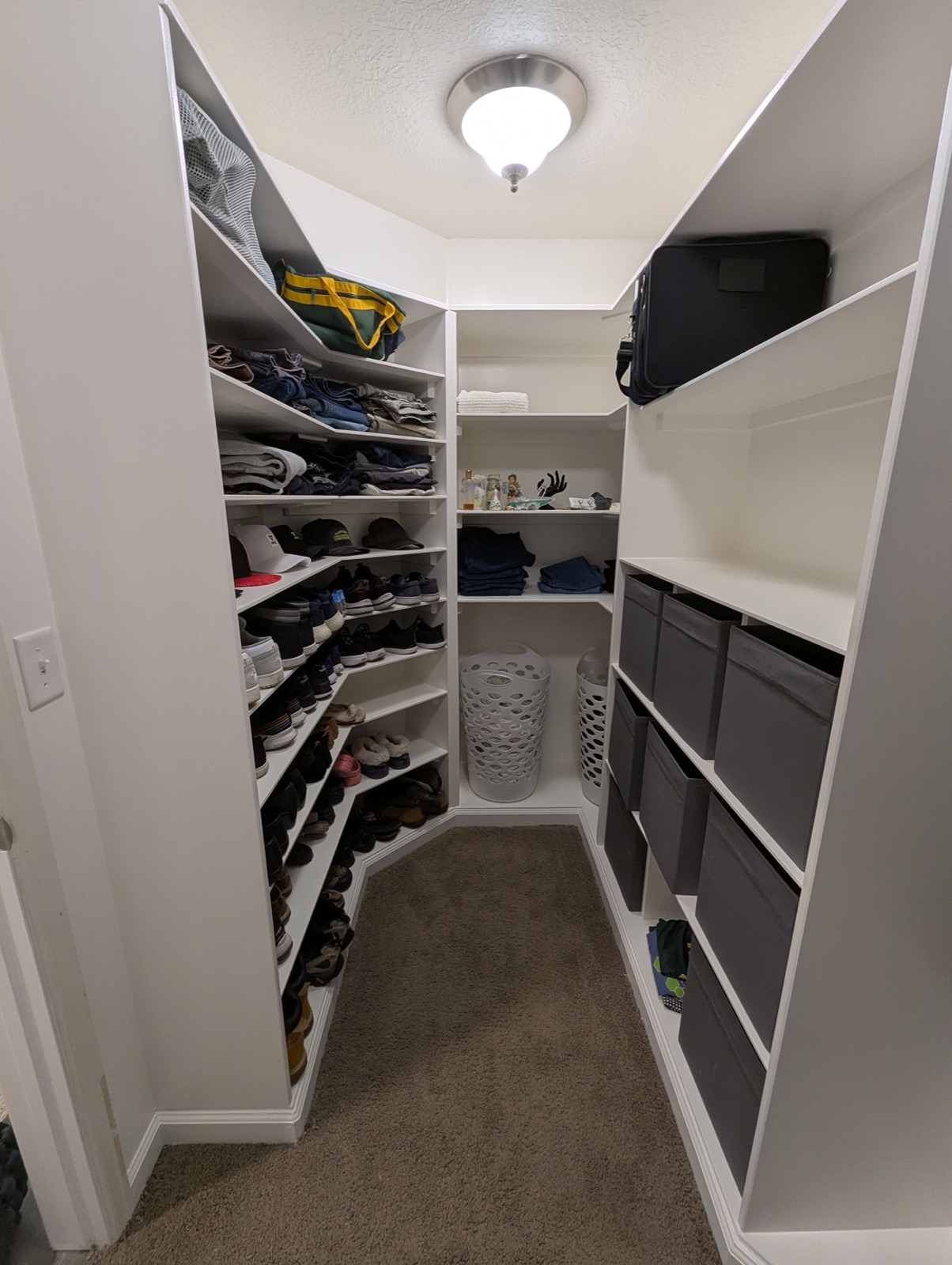 Finished shoe shelves and cubbies