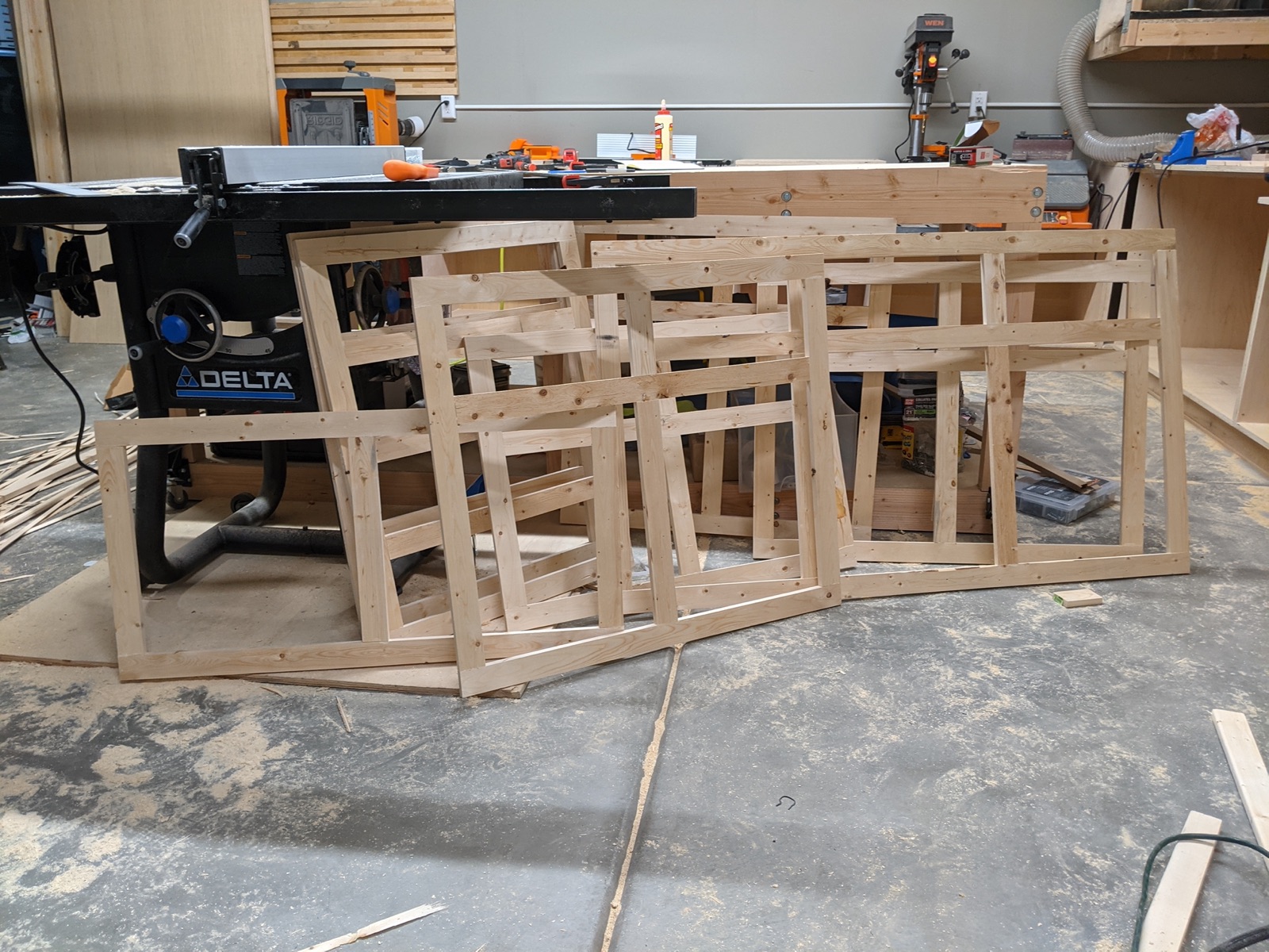 Pine face frame stock for the garage cabinets