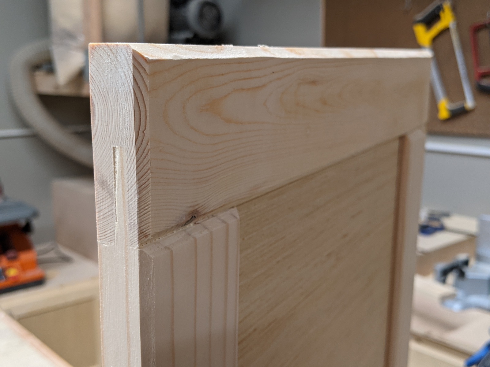 Pine and plywood cabinet door profile