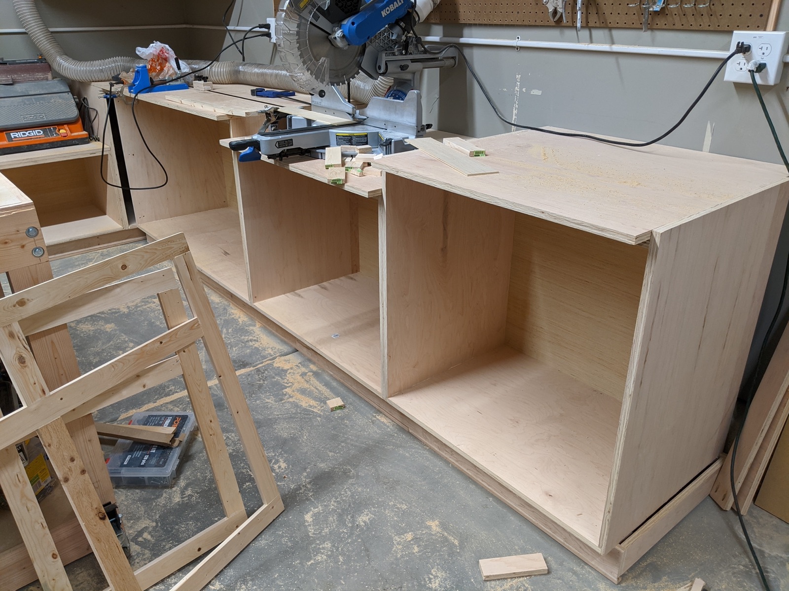 Cabinet bases under construction
