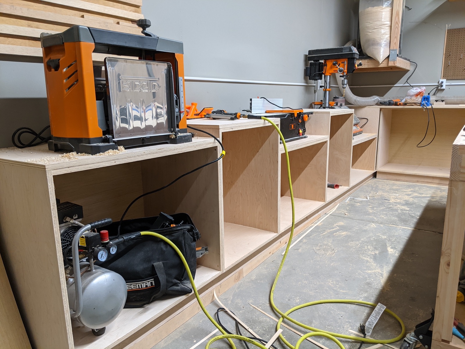 Cabinet bases installed