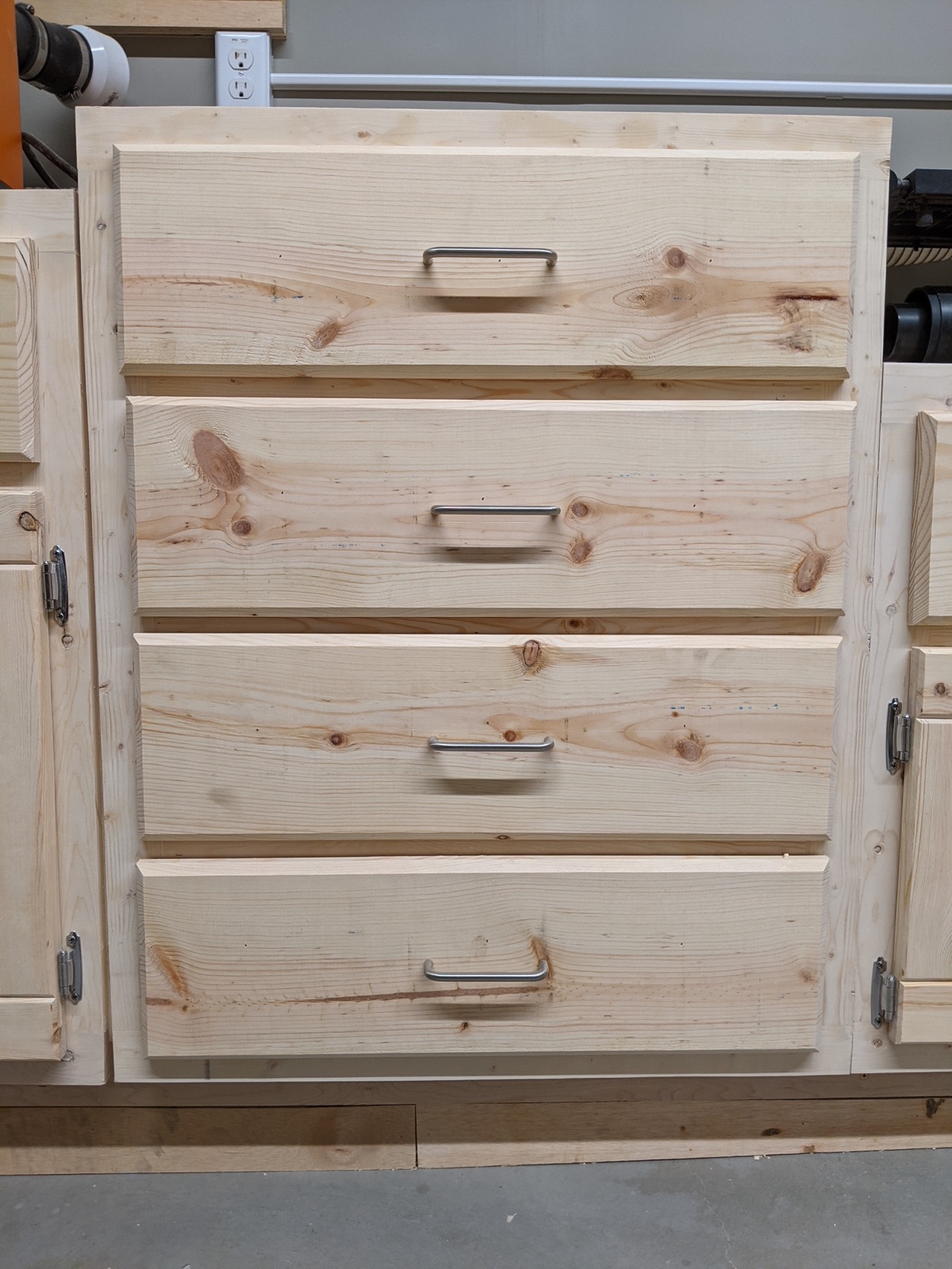 Finished base cabinet drawers