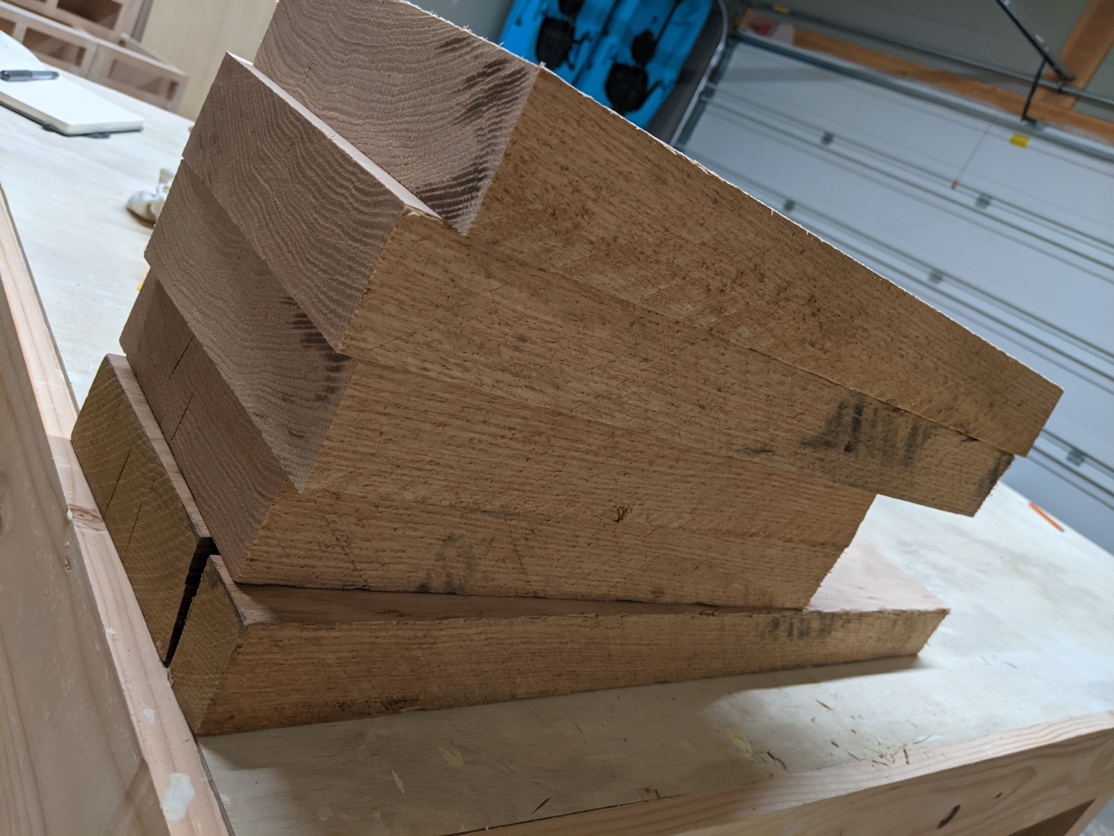 Rough-sawn red oak stock for the home office