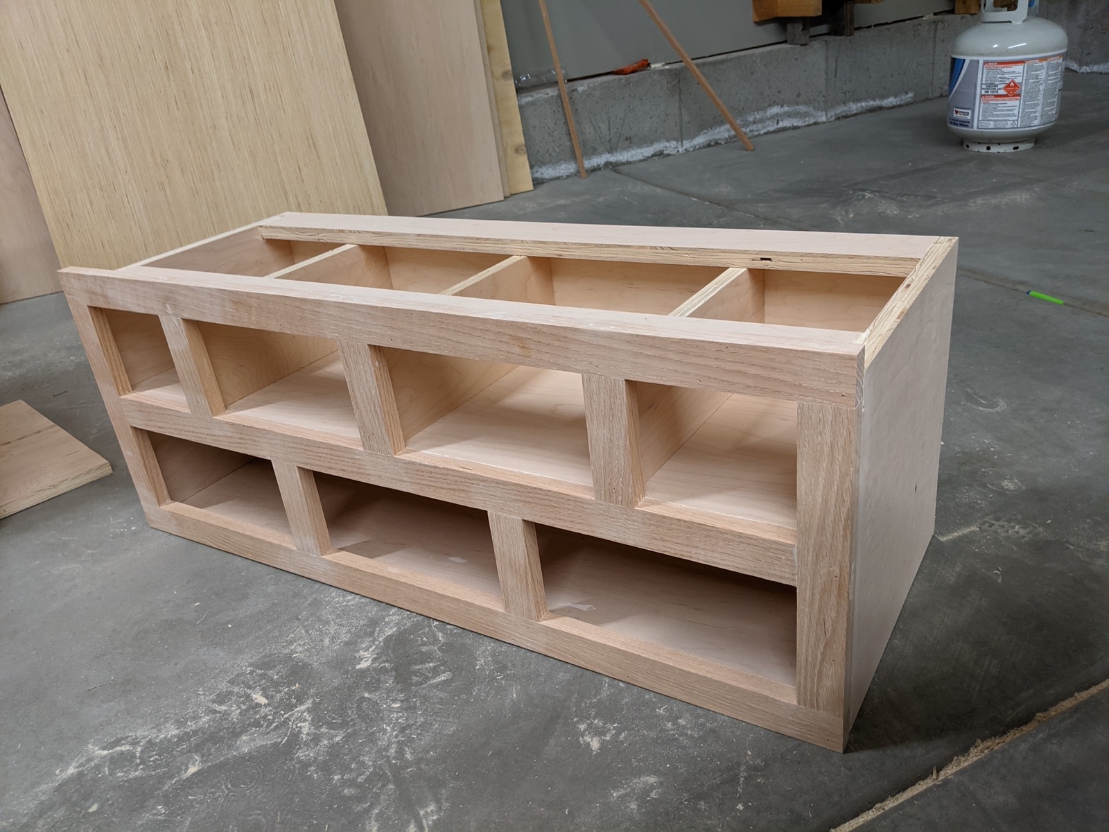 Desktop hutch face frames installed