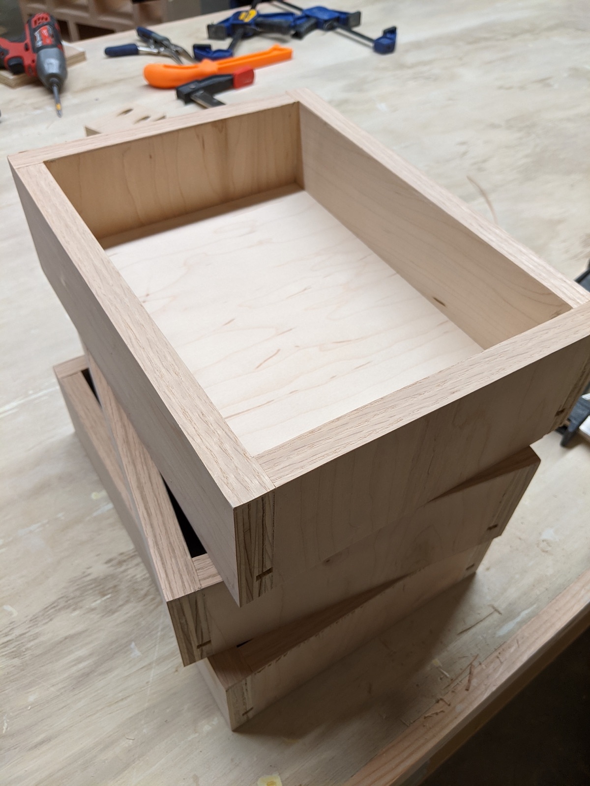 Desktop hutch drawer boxes