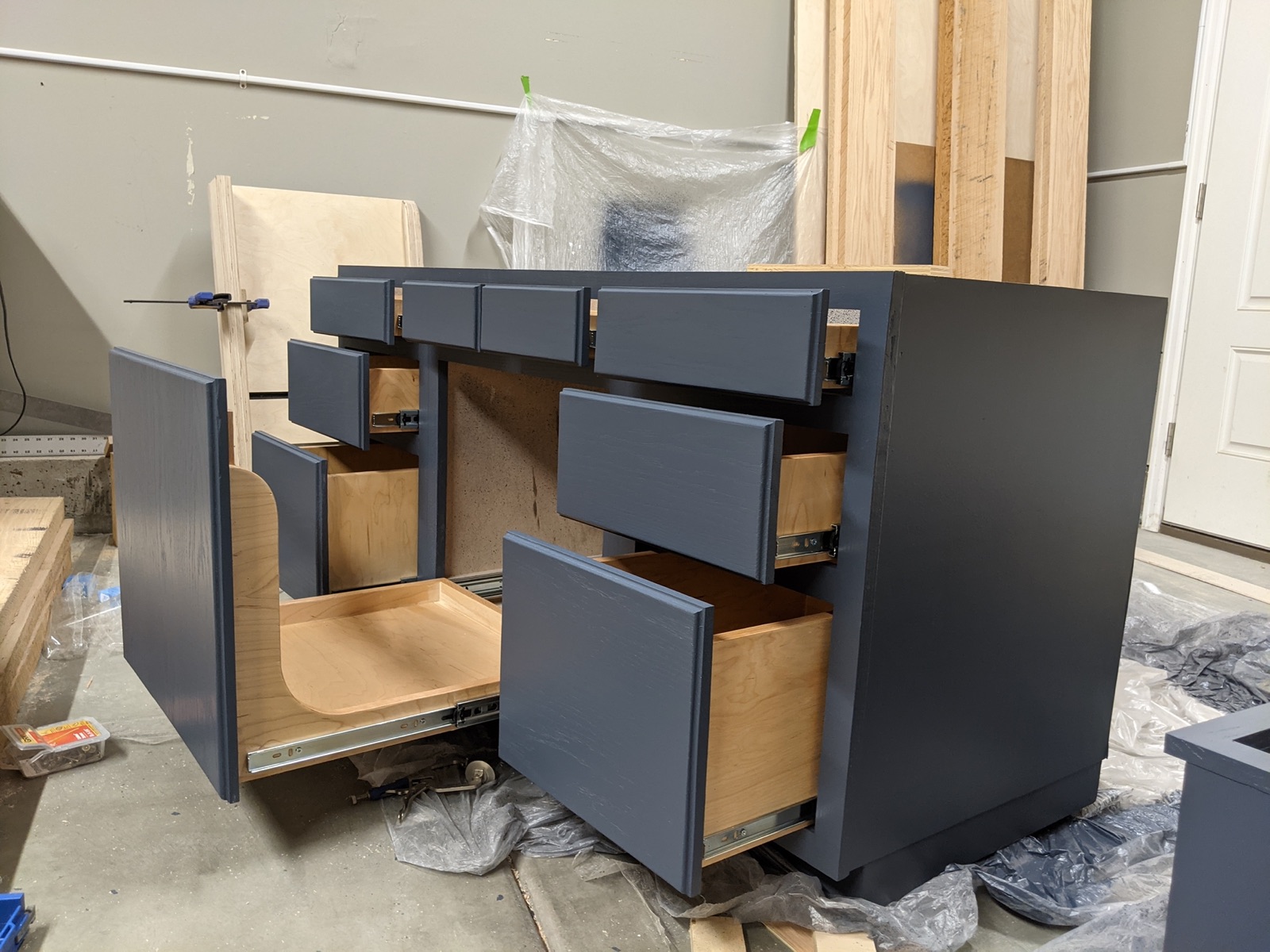 Drawer fronts installed