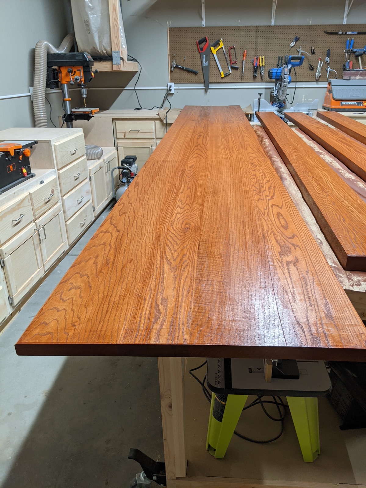 Fourteen-foot desktop in red oak with red chestnut stain