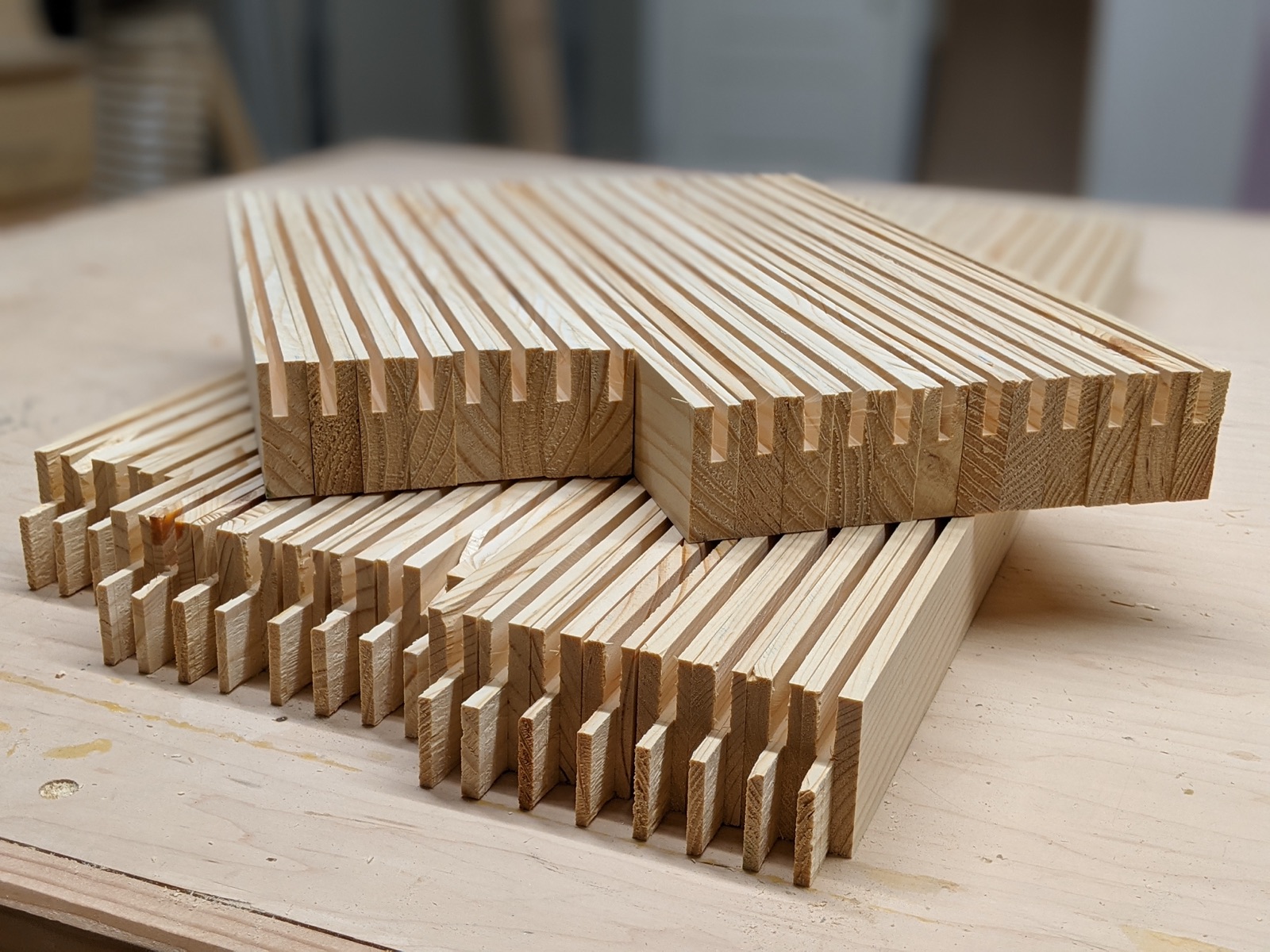 Pine door rails and stiles for the laundry cabinets