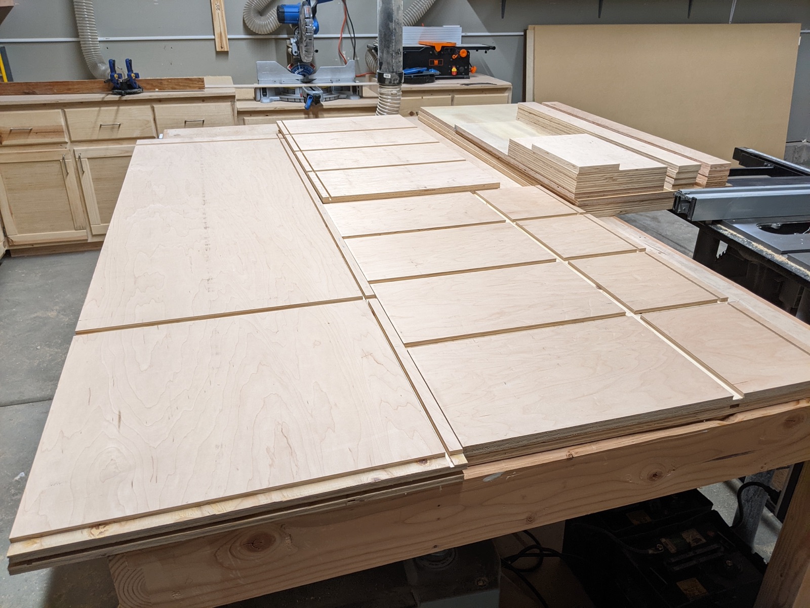 Cubby and cabinet boxes ready for assembly