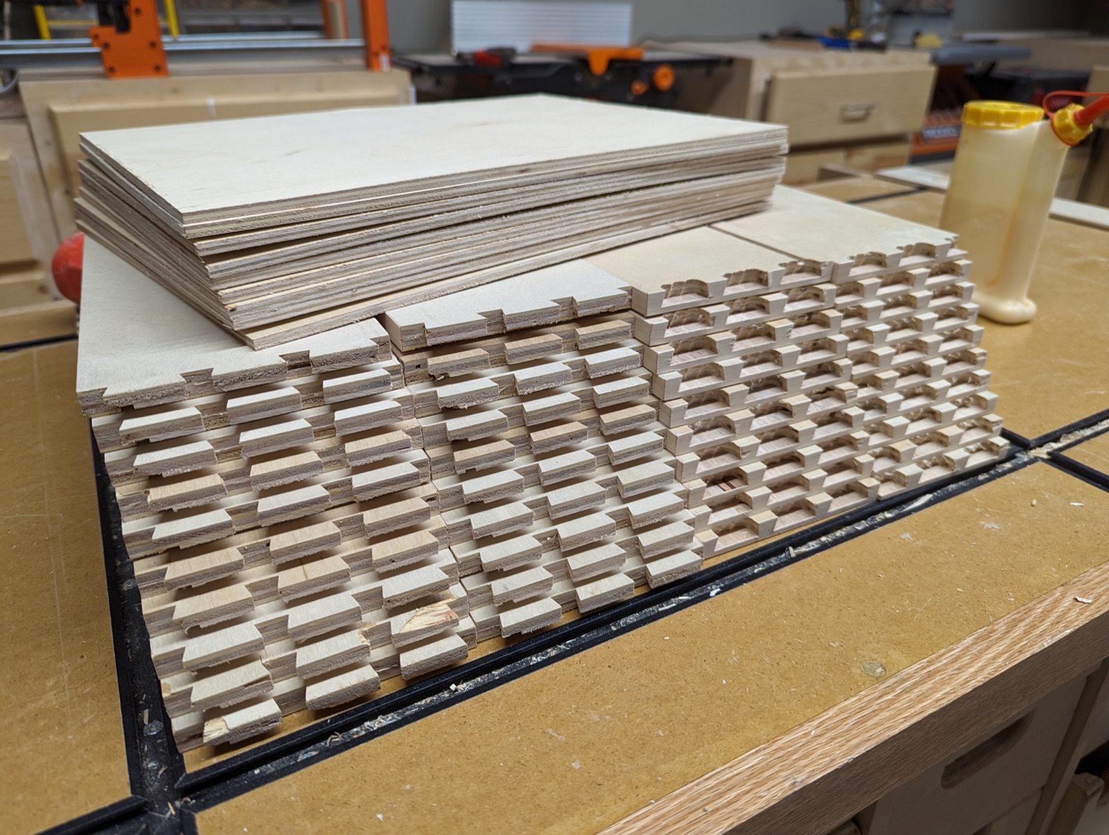 Drawer box pieces cut for dovetail joinery