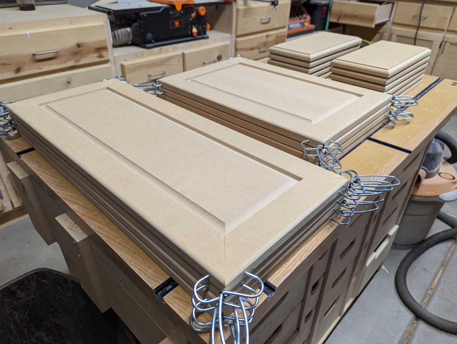 Cabinet doors and drawers assembled