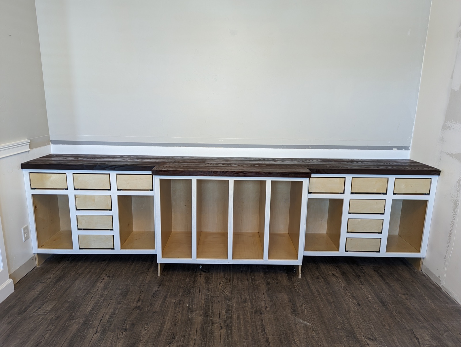 Base cabinets, drawers, and surface installed