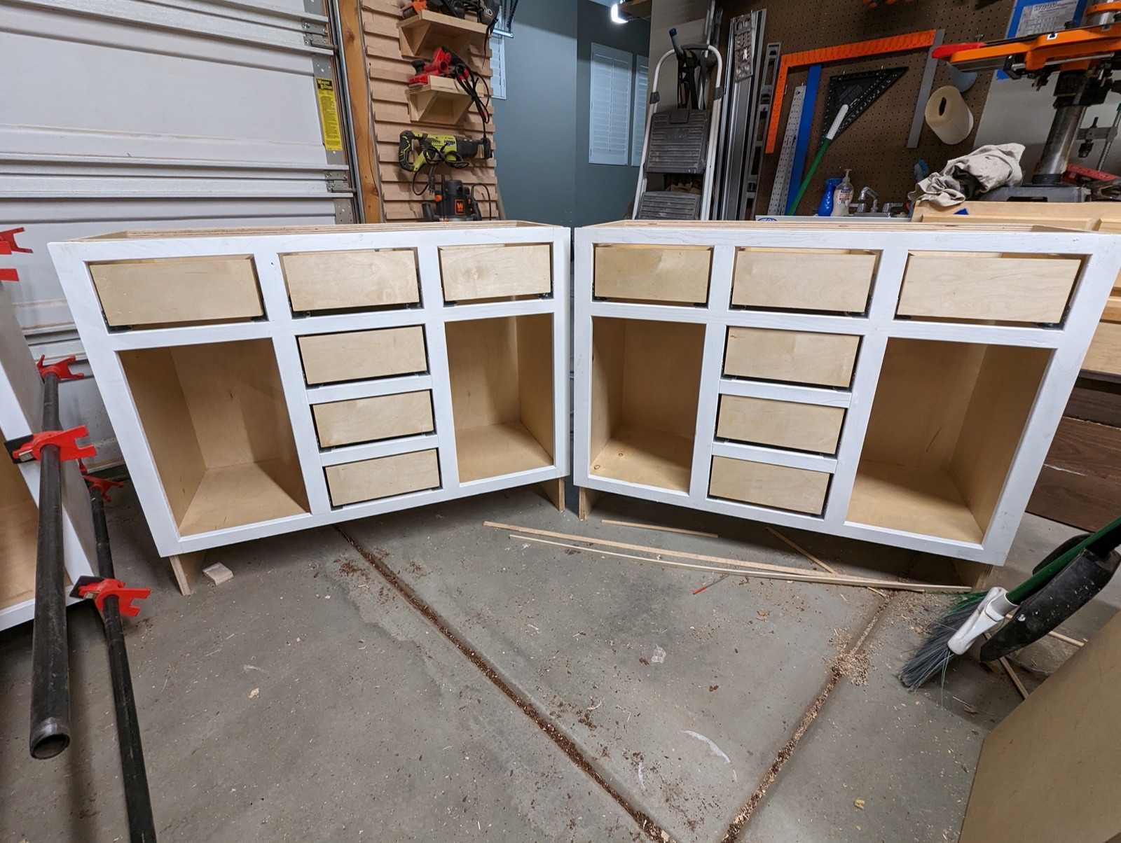 Drawer boxes installed