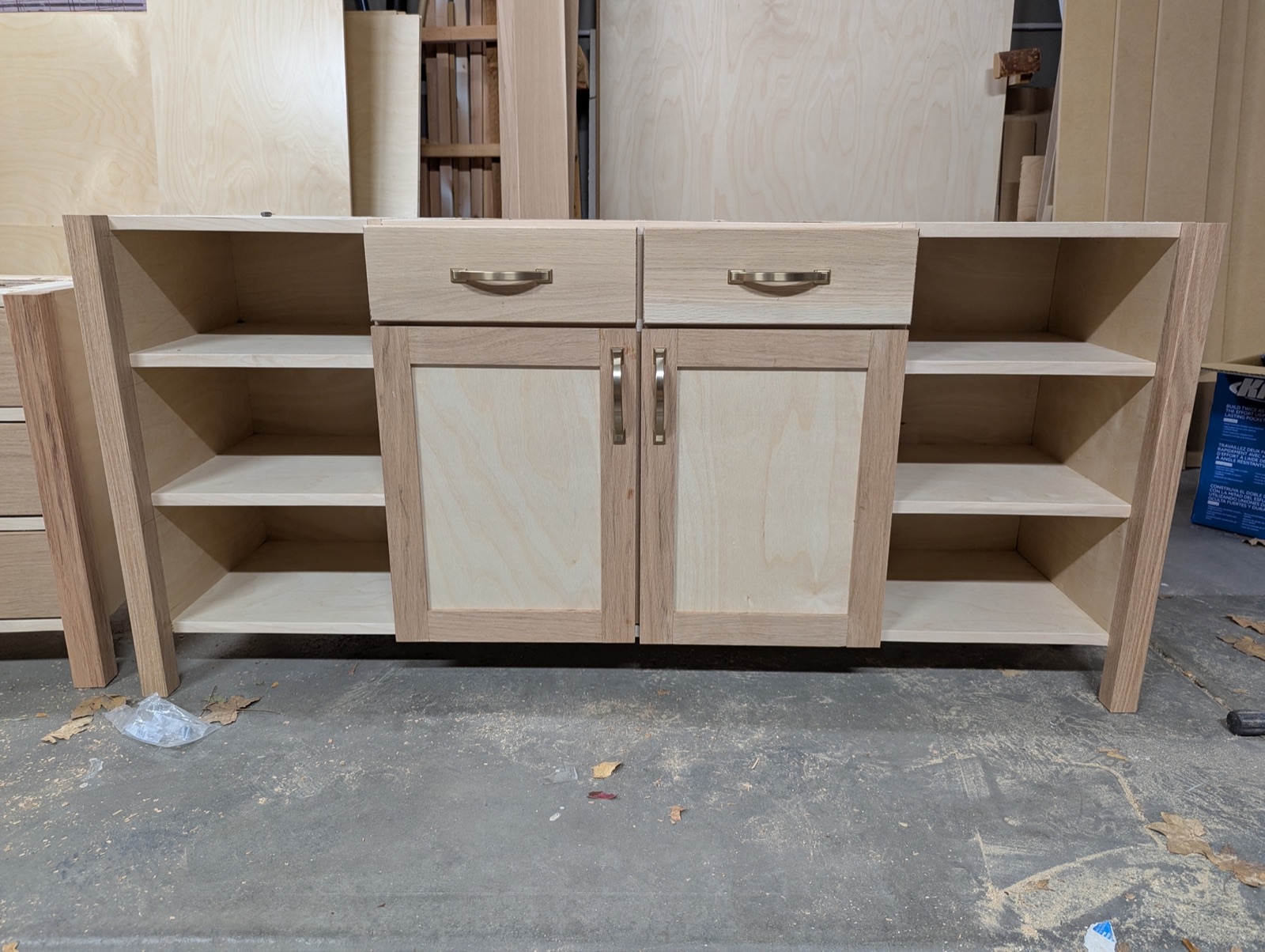 TV stand doors and drawers installed