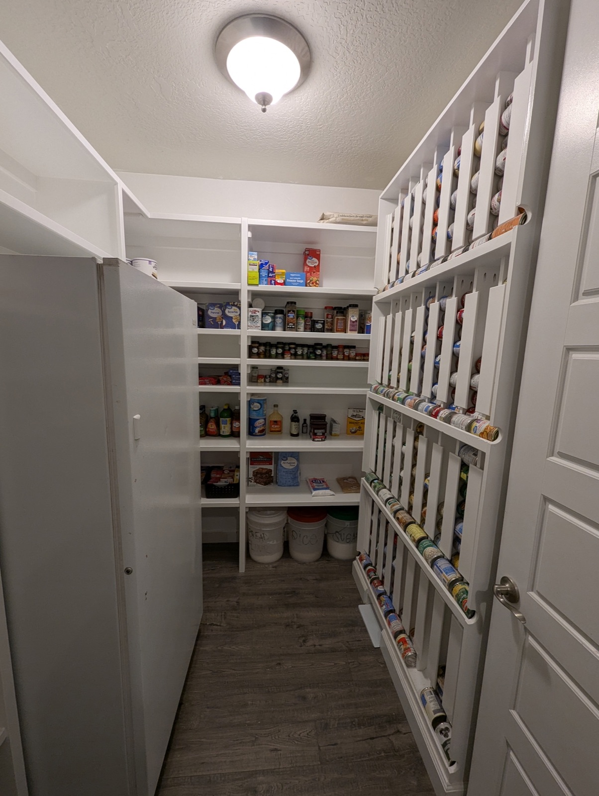 Finished pantry with the can rotation storage system