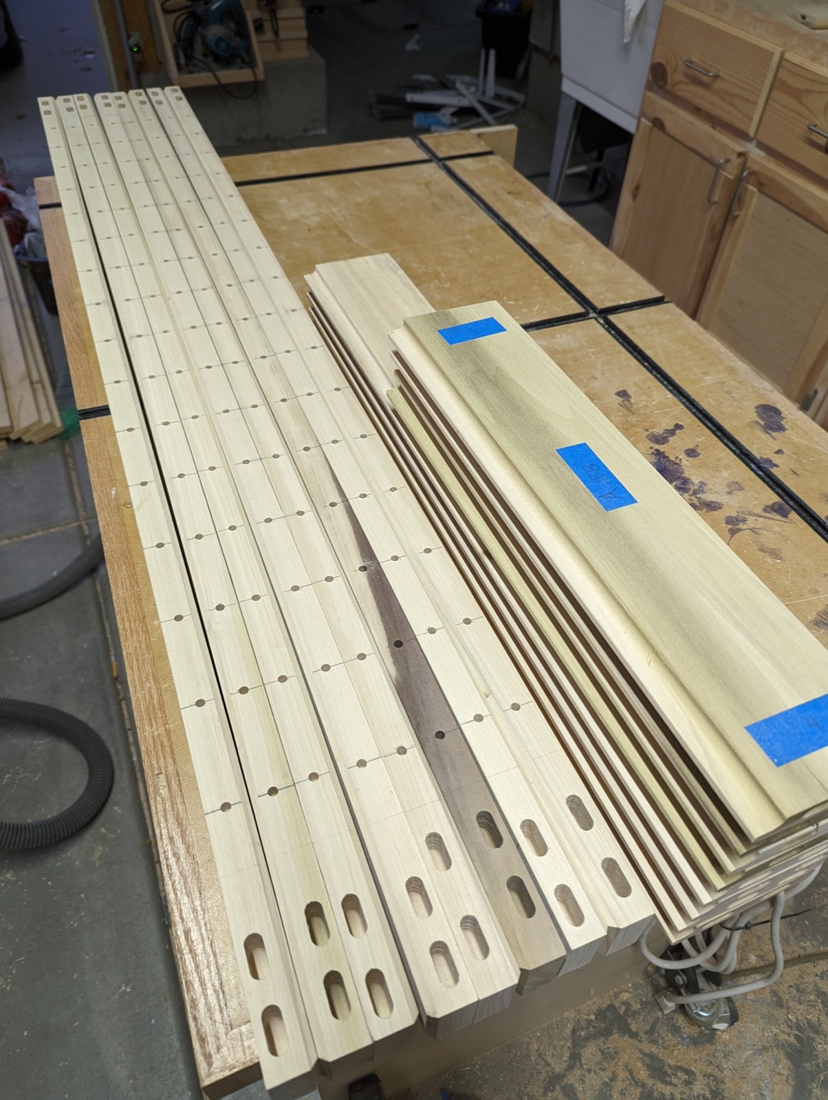 Shutter frames drilled, pre-assembly