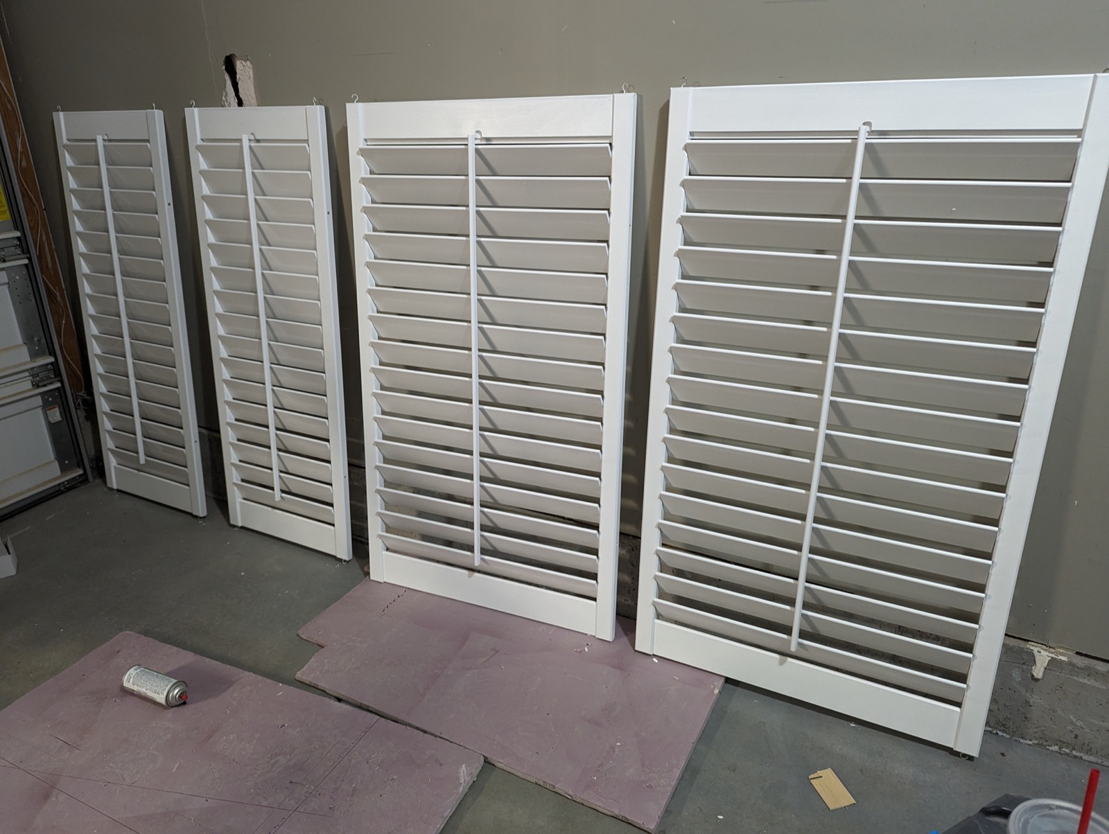 Shutters sprayed with cabinet paint