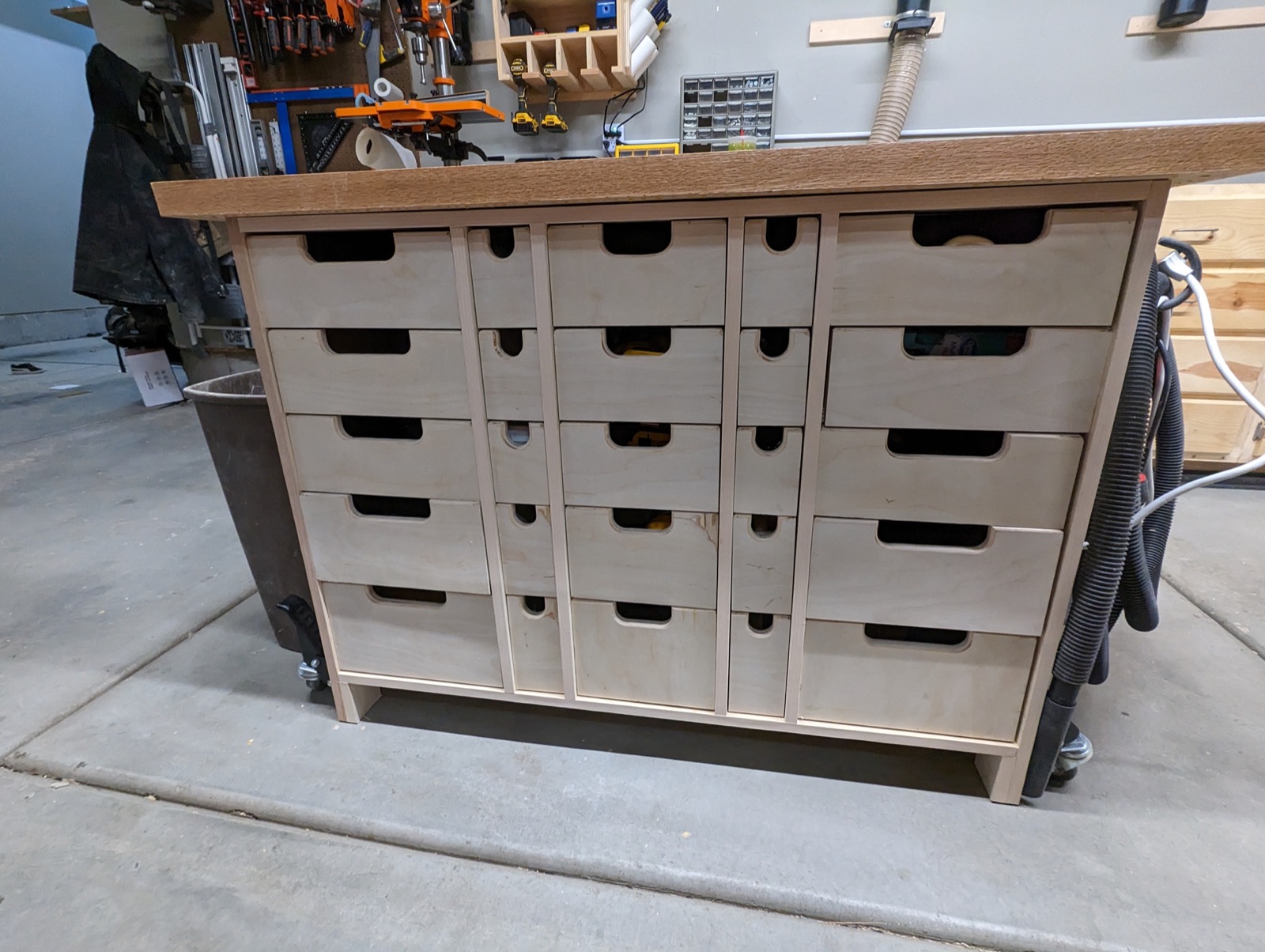 Finished workshop storage drawers
